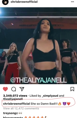Chris Brown reposts Aliya's video to his Instagram